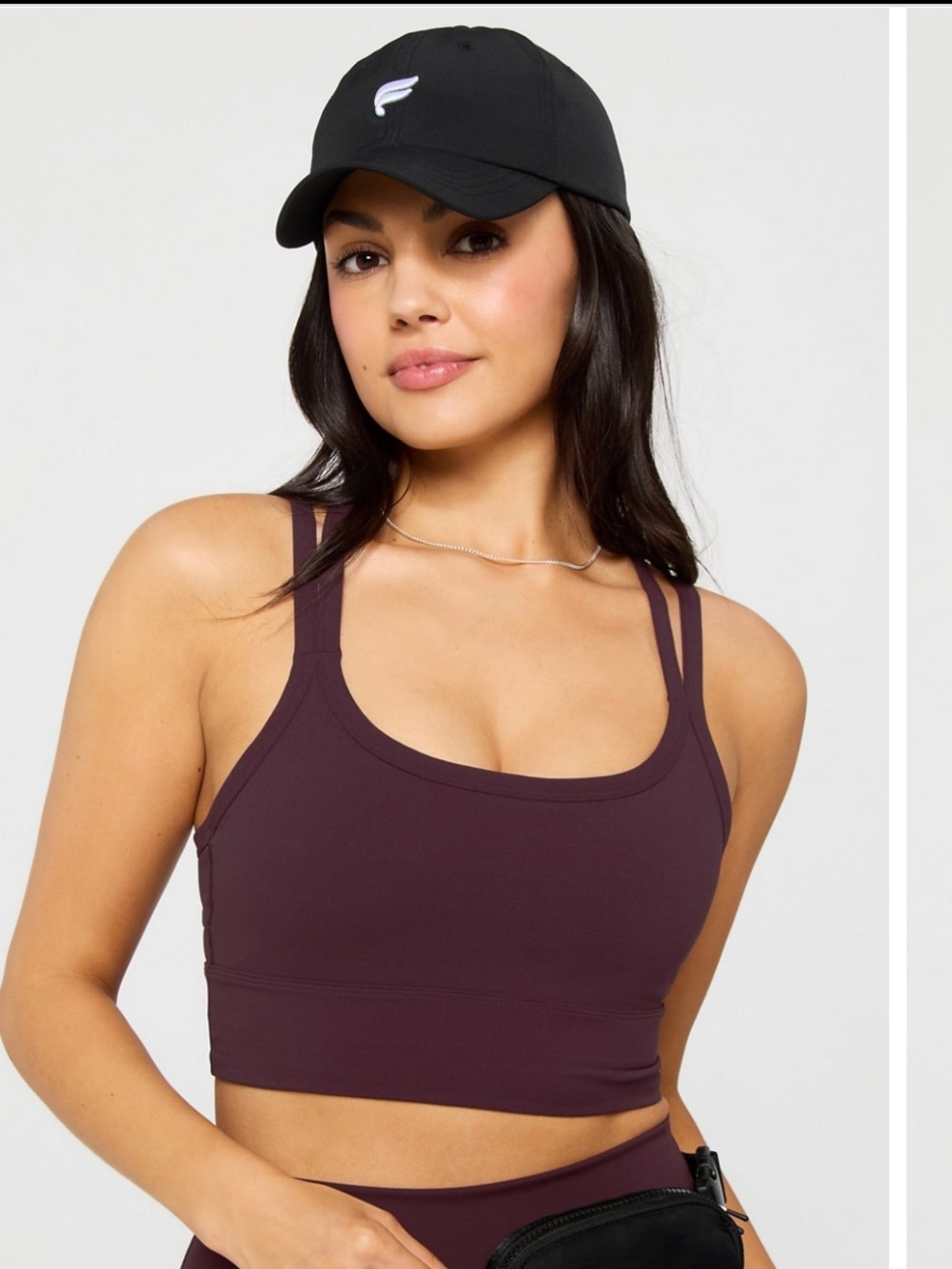Fabletics Plum Double-Strap Sports Crop